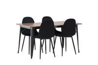 Spisestol Polar & Tempe 2-pakk – svart + Spisebord rektangulært 140 x 80 – valnøtt