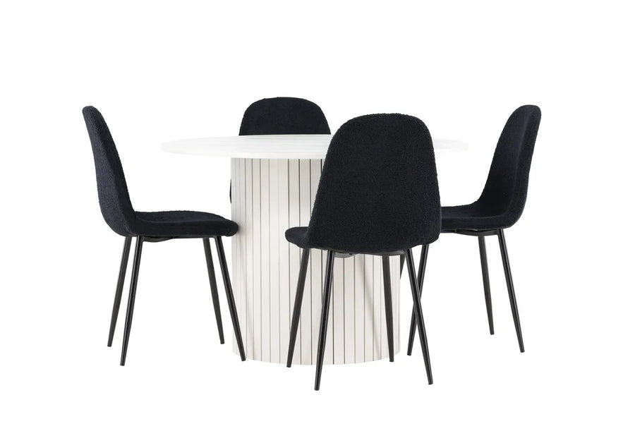 Spisestol Polar & Härön 2-pakk + Rundt spisebord ⌀110 – svart og hvit