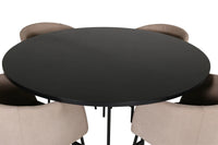 Spisegruppe rund ⌀140 – svart og beige