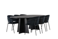 Spisegruppe Bootcut & Selma oval 230 x 115 + 2-pakk spisestol – svart