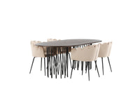 Spisegruppe Limhamn & Stone + Ovalt 220 x 100 – beige og mokka