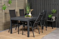 Relaxstol Copacabana & Marbella 2-pakk + Spisebord rektangulært 160 x 100 – svart