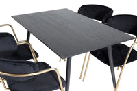Spisestol Arrow & Dipp 2-pakk + Rektangulært spisebord 120 x 85 – svart
