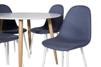 Spisestol Polar & Plaza 2-pakk + Spisebord rundt ⌀100 – blå og hvit