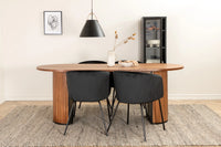 Spisegruppe oval 200 x 90 – svart og valnøtt