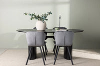 Spisegruppe oval 2-pakk 180 x 90 – grå og svart
