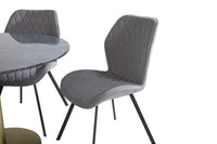 Spisegruppe Gemma & Estelle 2-pakk + Rund spisebord ⌀106 – grå og mørkegrå