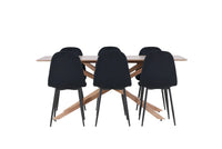 Spisestol Polar & Piazza 2-pakk + Rektangulært spisebord 180 x 90 – svart og mocca