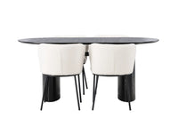Spisegruppe Edina & Isolde 2-pakk + Ovalt 180 x 90 – hvit og svart