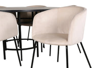 Spisegruppe rund ⌀140 – svart og beige