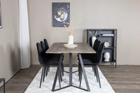 Spisestol Polar & Marina 2-pakk – svart + Rektangulært spisebord 180 x 90 – natur