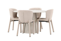 Spisegruppe rund ⌀120 + 2-pakk spisestoler – beige