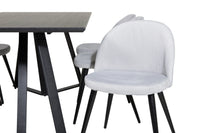 Spisegruppe Marina & Velvet 180 x 90 + spisestol 2-pakk – svart og lys grå