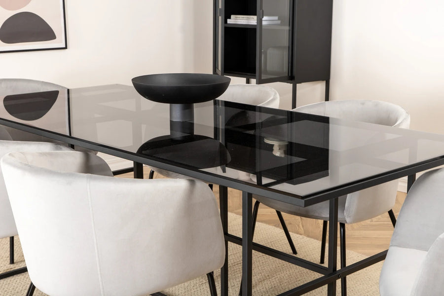 Spisegruppe Berit & Leif 200 x 90 – grå og svart
