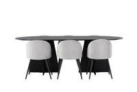 Spisestol Velvet & Bootcut 2-pakk + Ovalt spisebord 230 x 115 – grå og svart