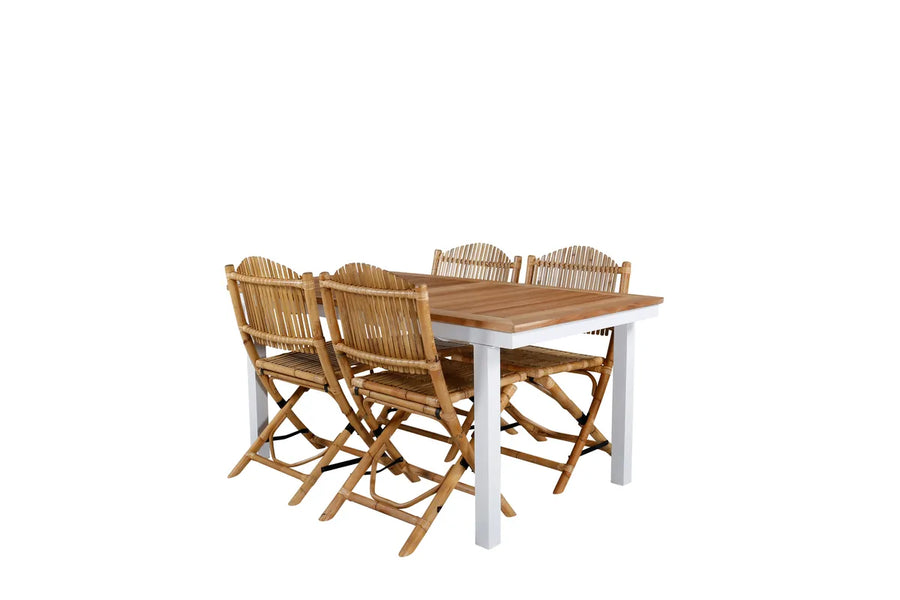 Spisegruppe Cane & Panama 160 x 90 – natur og hvit