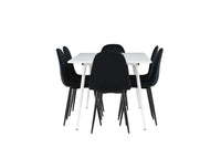 Spisestol Polar & Silar 2-pakk + Rektangulært spisebord 180 x 90 – svart og hvit