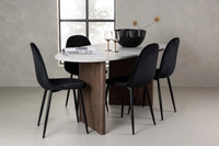 Spisestol Polar & Grönvik 2-pakk + Spisebord ovalt 180 x 90 – svart og lys grå