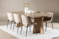 Spisestol Modesto & Bootcut 2-pakk + Spisebord ovalt 230 x 115 – beige og natur
