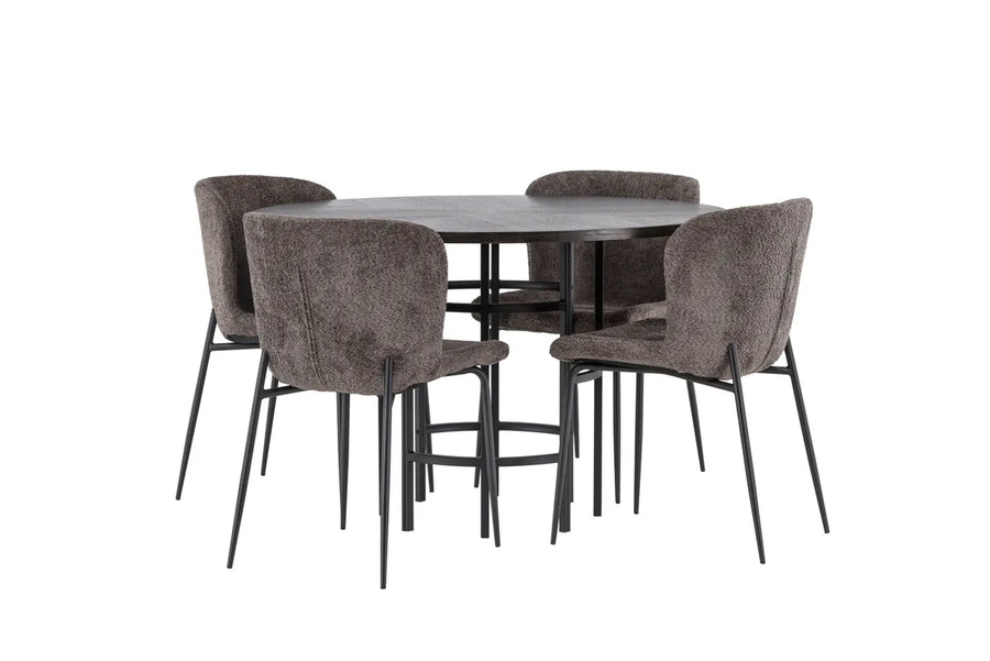 Spisestol Modesto & Copenhagen 2-pakk – brun + Spisebord rundt ⌀115 – mocca