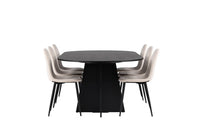 Spisestol Polar & Bootcut 2-pakk + Spisebord ovalt 230 x 115 – beige og svart