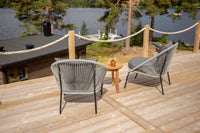 Sidebord Chania & Lindos ⌀40 + loungelenestol – natur og grå