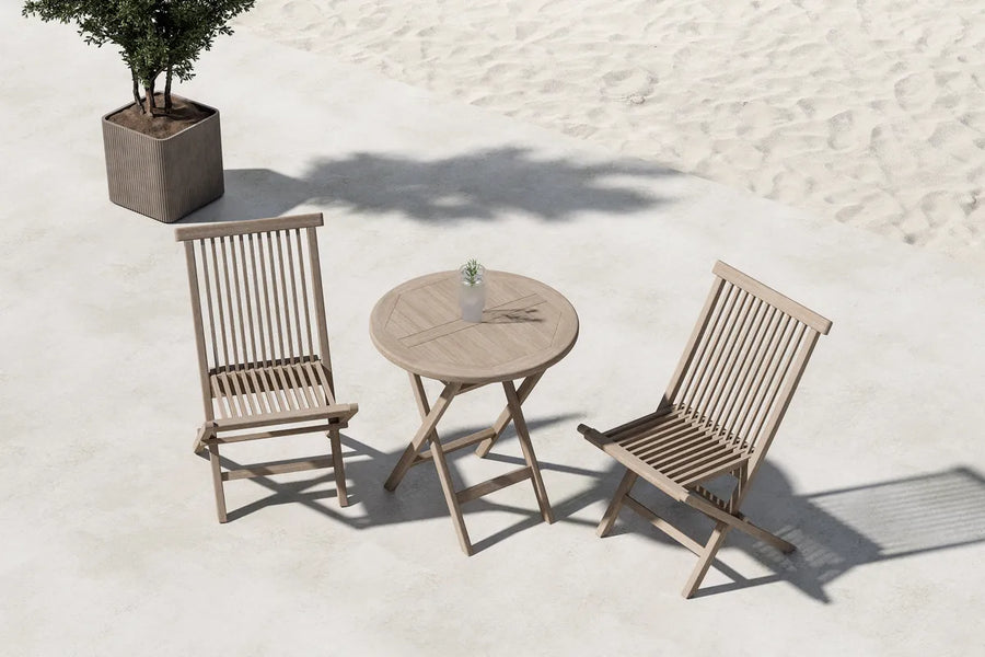 Spisestol Kenya 2-pakk + kafébord Kenya ⌀70 – whitewash