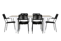 Spisestol Lindos & Merlo 2-pakk – svart + rektangulært spisebord 200 x 90 – hvit