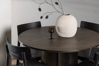Spisestol Olivia 2-pakk + Spisebord rundt ⌀110 – svart og mokka