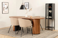 Spisegruppe Berit & Bianca + Ovalt 200 x 90 – beige og valnøtt