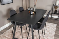 Spisestol Polar & Inca 2-pakk + Rektangulært spisebord 160 x 85 – svart