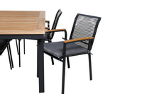 Spisestol Dallas & Panama 2-pakk + Rektangulært spisebord 152 x 90 – svart