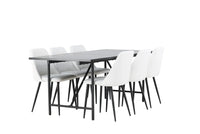 Spisegruppe Astrid & Night 200 x 90 + spisestol 2-pakk – svart og hvit