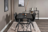 Spisestol Polar & Inca 2-pakk + Rektangulært spisebord 160 x 85 – svart