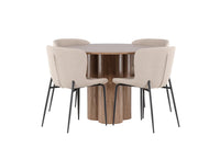 Spisegruppe Modesto & Olivia 2-pakk + Rundt ⌀110 – beige og brun