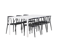 Spisegruppe Stina & Break 6-pakk 205 x 90 – svart og hvit