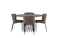 Spisestol Modesto & Stone 2-pakk + Spisebord rundt ⌀120 – brun og mokka