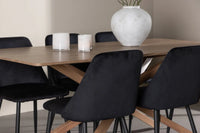 Spisestol Night & Piazza 2-pakk + rektangulært spisebord 180 x 90 – svart og mokka