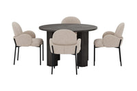 Spisestol 2-pakk – beige + Rundt spisebord ⌀120 – svart