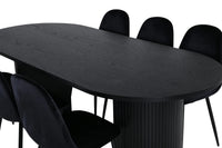 Spisegruppe Bianca & Polar oval 200 x 90 + spisestol 2-pakk – svart