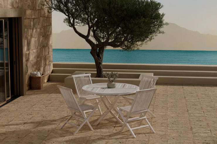 Spisestol Kenya 2-pakk + Spisebord rundt ⌀120 – whitewash