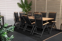 Posisjonsstol Panama & Mexico 2-pakk + Spisebord rektangulært 180 x 90 – svart og natur