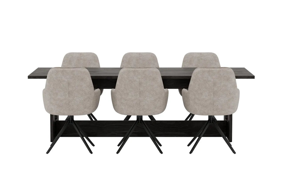 Spisestol 2-pakk + rektangulært spisebord 235 × 100 – brun og svart