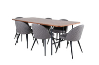 Spisegruppe Uno & Velvet 200 x 90 + spisestol 2-pakk – natur og grå