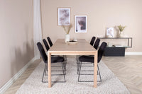 Spisegruppe Slider & Muce 170 x 95 + 2-pakk spisestoler – whitewash og svart