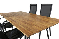 Spisebord Chan & Copacabana rektangulært 200 × 100 + lenestol 2-pakk – natur og svart