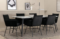 Spisegruppe Jimmy & Petra rektangulær 195 x 90 – hvit og svart