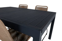 Spisestol Lindos & Marbella 2-pakk + spisebord rektangulært 160 x 100 – brun og svart