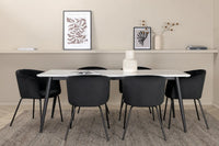 Spisegruppe Berit & Jimmy 195 x 90 – svart og hvit