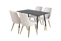 Spisegruppe Dipp & Velvet Deluxe rektangulær 120 x 85 + spisestoler 2-pakk – svart og beige